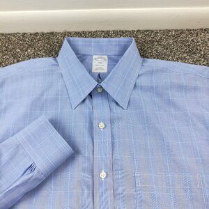 2023 Brooks Brothers Dress Shirt Glen Plaid Non Iron Button Up 16.5 32/33